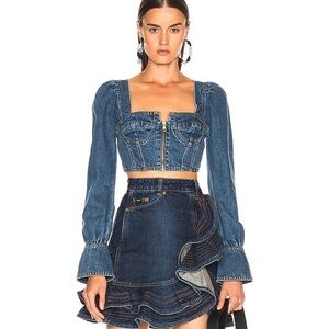 Self Portrait x Lee Denim Bustier Crop Top 2